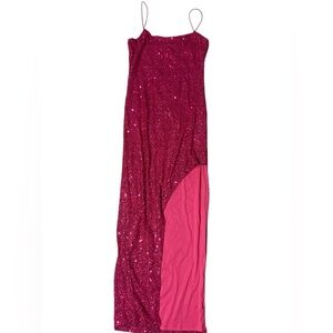 Elegant Pink Sequin Prom Dress